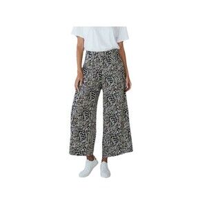 Cato Wide Leg Pants Women's Large Pockets Pull On Aztec Jersey Knit Black Brown